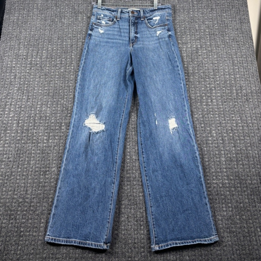 BKE Parker High Rise Wide Leg Distressed Jeans 28x32 Blue Denim Baggy Boho